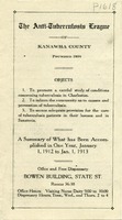 ["Pamphlet.  \"A Summary of what has been accomplished in one year, January 1, 1912 to Jan. 1, 1913.\" &lt;br /&gt;"]