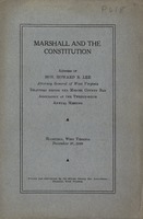 ["&lt;p&gt; Pamphlet. Address delivered before the Mercer County Bar Association at the Twenty-Sixth Annual Meeting on Chief Justice John Marshall&#39;s contributions to the creation of a constitutional government amidst an atmosphere of animosity between Federalists and Anti-Federalists.&lt;/p&gt;"]